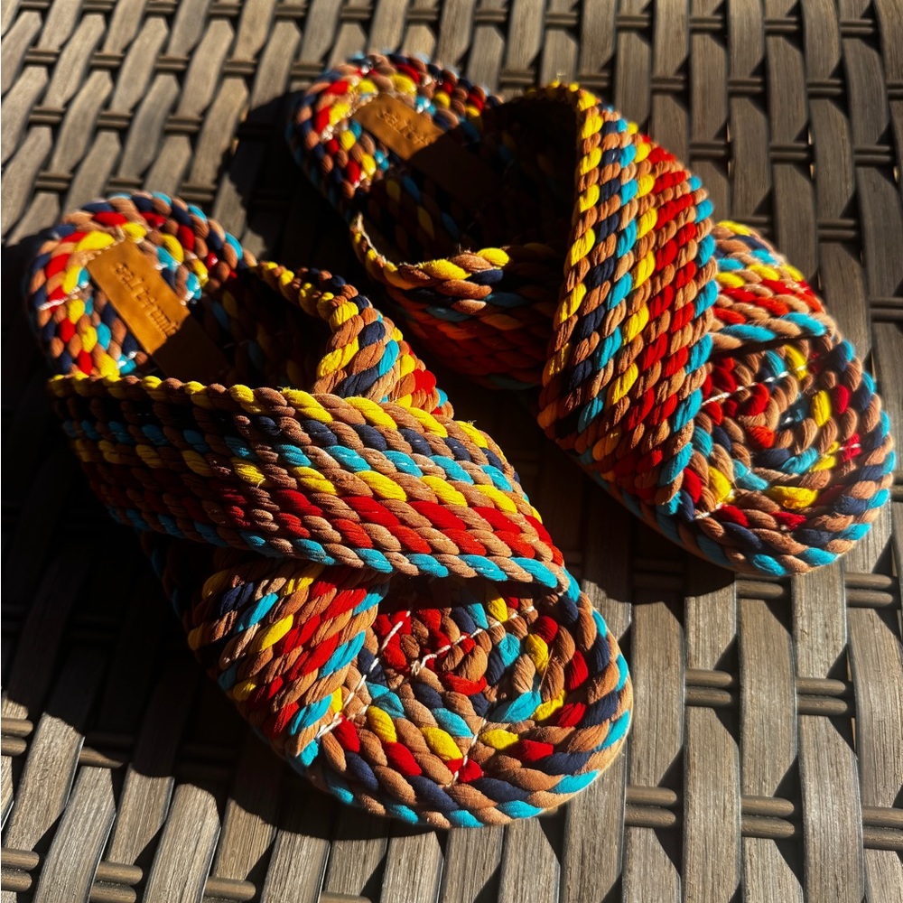 Salt + Umber Saraya Multi-Rainbow Fabric Rope Sandal Size 8 - Picture 10 of 11